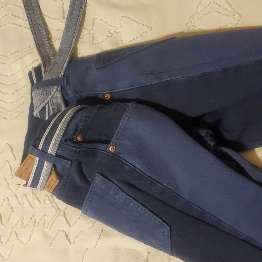 Levi's 501 Custom Taper Color Block Skate Jeans + White Oak Cone Selvedge Belt - Picture 13 of 16